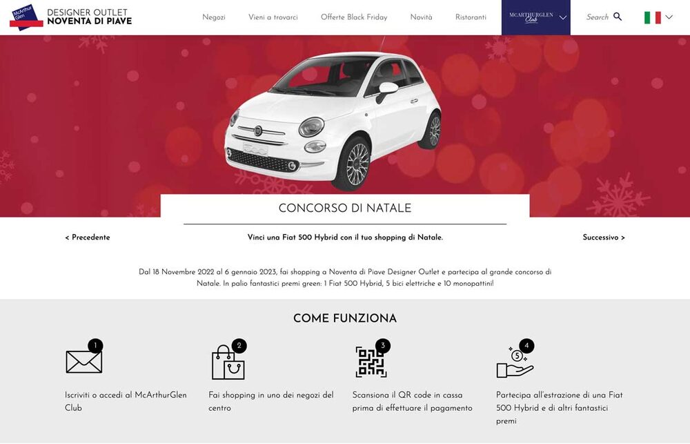 La landing del Concorso di Natale di McArthurGlen Noventa di Piave