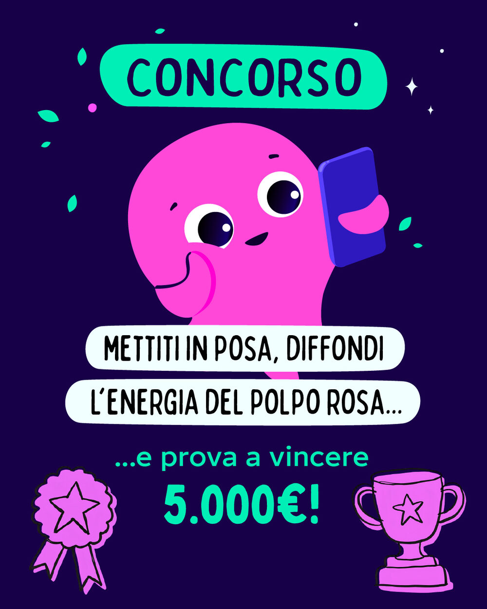 Contest Instagram di Octopus Energy, il polpo rosa