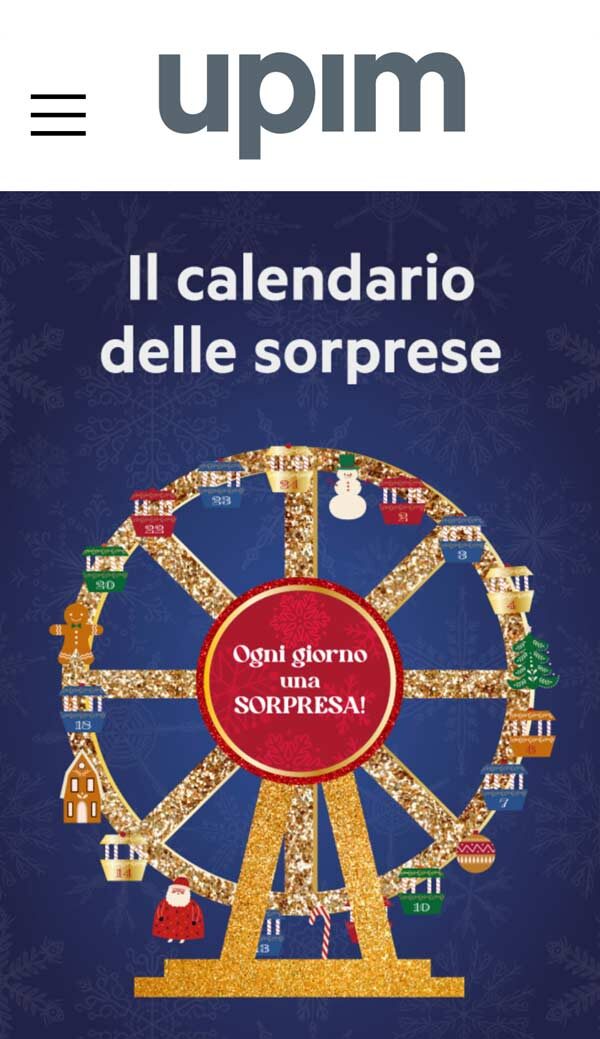 Il calendario delle sorprese di UPIM su landing page
