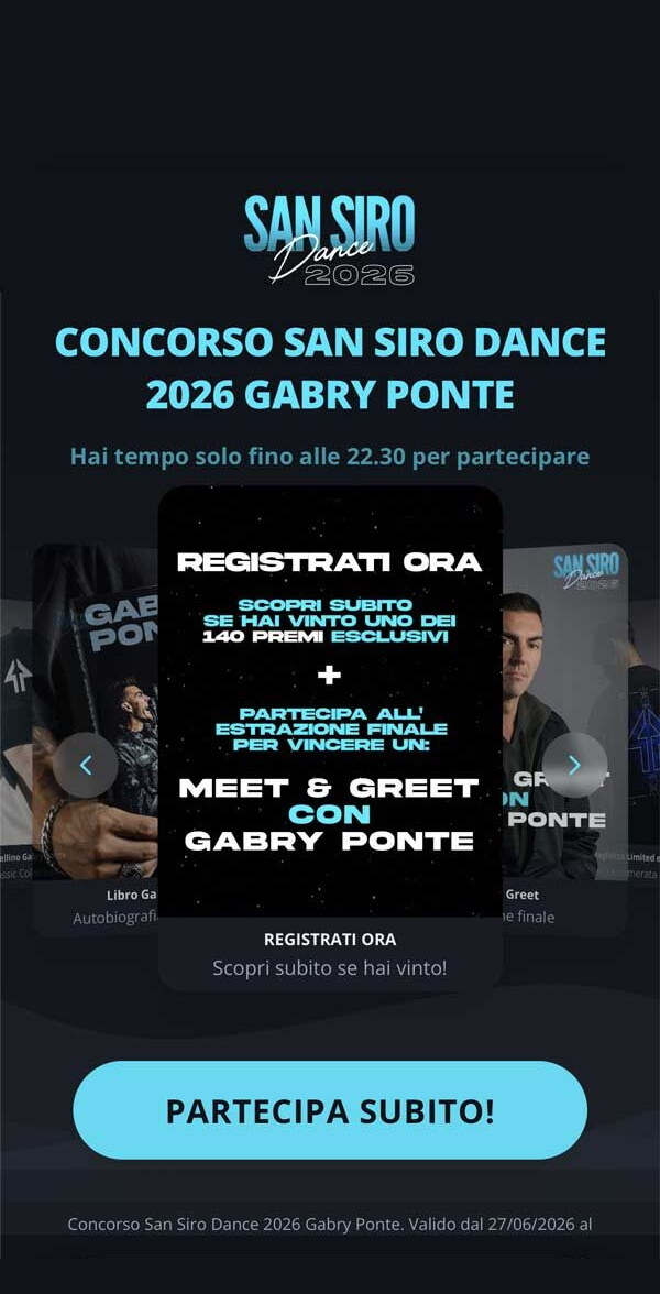 La landing del contest San Siro Dance di Gabry Ponte su smartphone